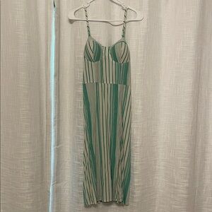 Lily Rose Green and White Striped Maxi Dress